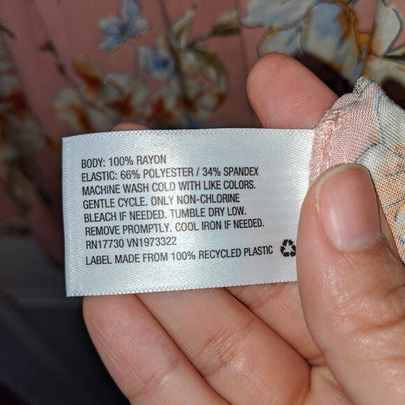 Xhilaration Blushing Pink Peasant Ruffle Long Sleeve Floral Spring Dress S - Picture 10 of 13